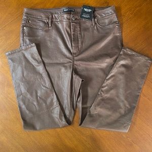 Simply Vera Vera Wang power stretch, coated skinny jeans chocolate, 18